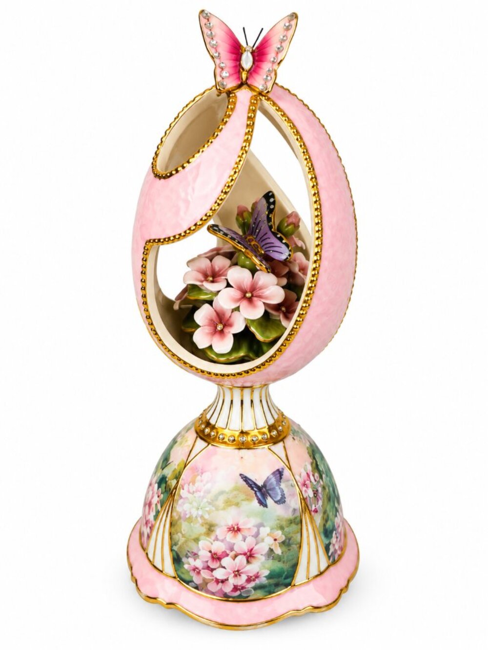 Lena Liu Silken Wings Porcelain Butterfly Floral Music Box